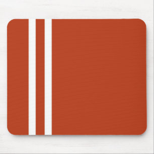 Sporty Orange and Double White Strip Mouse Pad