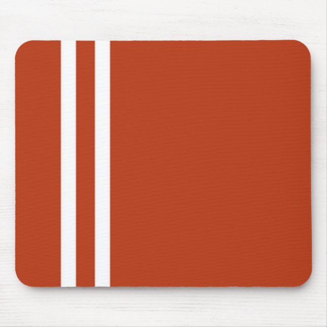 Sporty Orange and Double White Strip Mouse Pad (Front)