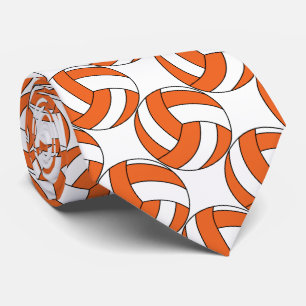 Sporty Orange and White Volleyball 🏐 Tie
