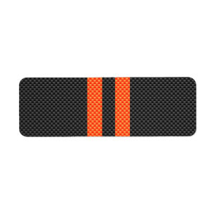Sporty Orange Stripes Carbon Fibre Style Decor Return Address Label