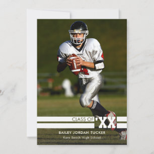 Sporty Photo Graduation Announcement Black & White