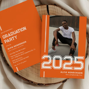 Sporty Photo Graduation Party Orange Invitation