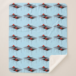 Sporty Ping Pong Tables With Bats Pattern, Sherpa Blanket