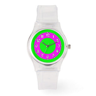 Sporty Pink and Green Analogue Watch