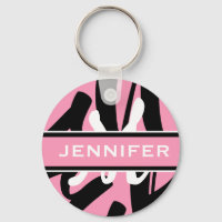 Sporty Pink Black White Monogram Personalised
