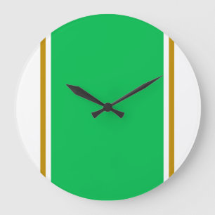 Sporty Pretty Green White Vertical Racing Stripes Large Clock
