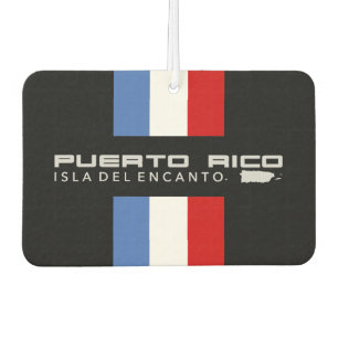 Sporty Puerto Rico Stripes Black Grey Island Map Car Air Freshener