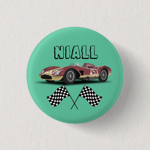 Sporty Race Car   3 Cm Round Badge