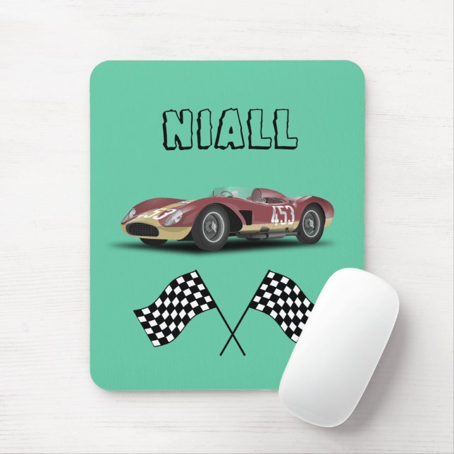 Sporty Race Car Personalised Mouse Pad (With Mouse)