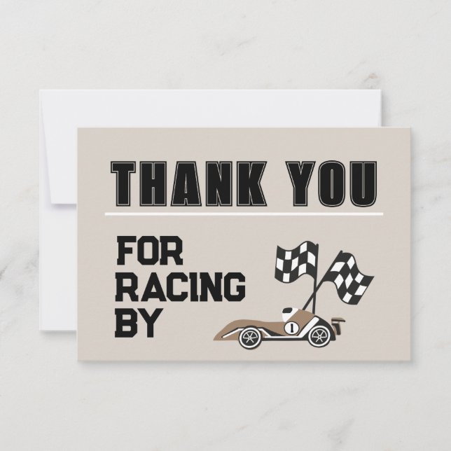 Sporty Race Car  Thank You Card (Front)