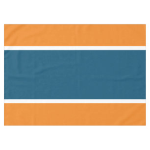 Sporty Retro Teal Blue Centre Orange White Stripes Tablecloth