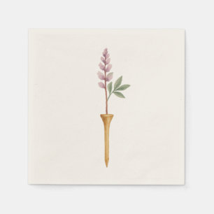 Sporty Romantic Floral Stem Golf Tee Golf Wedding Napkin