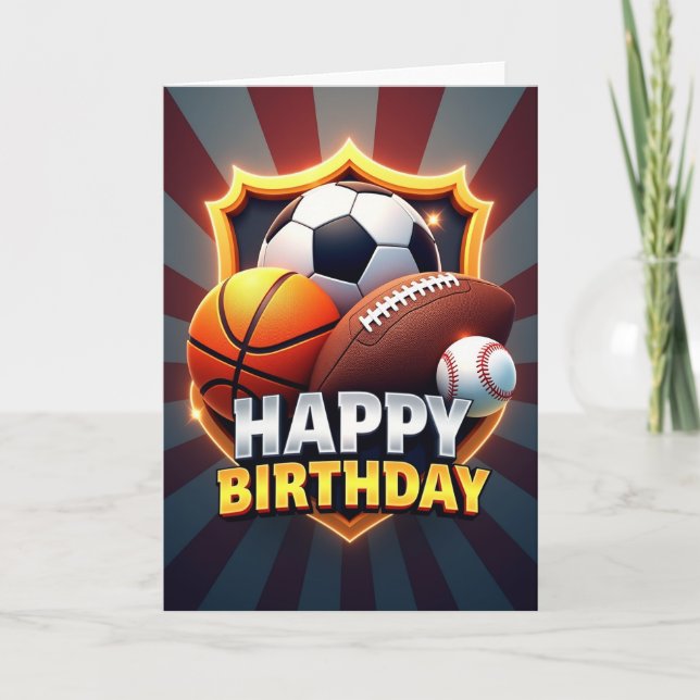 Sporty Shield Birthday Card (Front)
