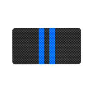 Sporty Sky Blue Carbon Fibre Style Racing Stripes Label