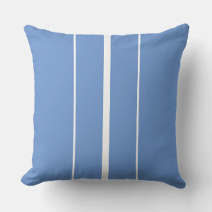 Sporty Sleek White Racing Stripes On Light Blue Cushion