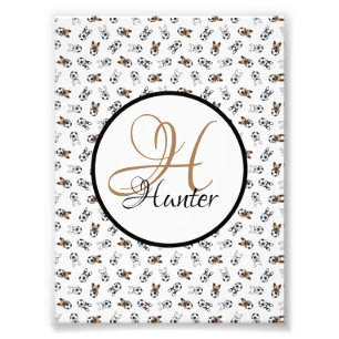 Sporty Soccer Puppies Monogrammed Photo Print