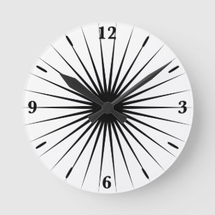 Sporty Spoked Black And White Wall Art Time Piece Round Clock