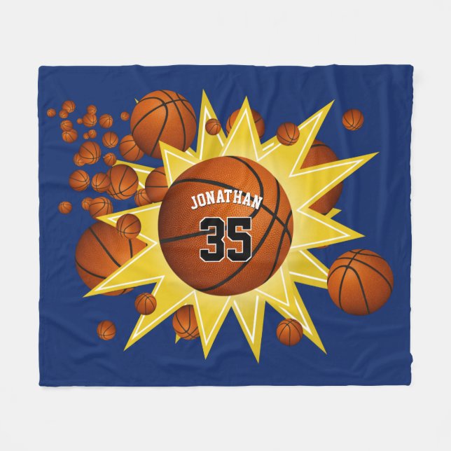 sporty star player basketball blowout boys girls fleece blanket (Front (Horizontal))