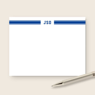 Sporty Stripes Monogram Masculine Blue & White Card