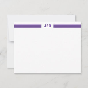 Sporty Stripes Monogram Masculine Purple & White Card