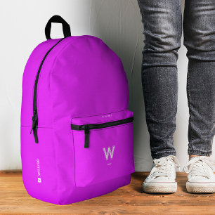 Sporty Stylish Bright Neon Pink Monogram Printed Backpack