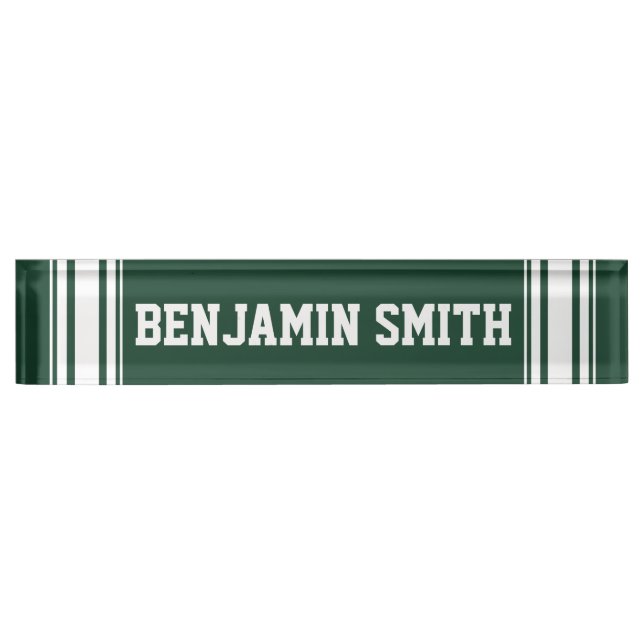 Sporty Team Jersey Stripes with Custom Name Nameplate (Front)