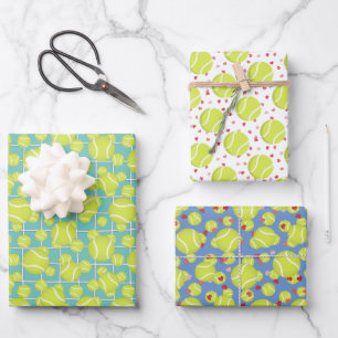 sporty tennis balls pattern any occasion wrapping paper sheet