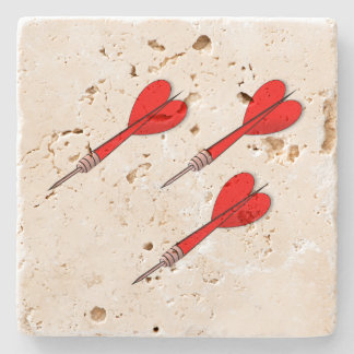 Sporty Three Red Darts Stone Coaster