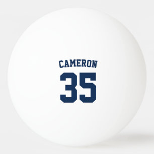 Sporty Varsity Style Personalized Name and Number Ping Pong Ball
