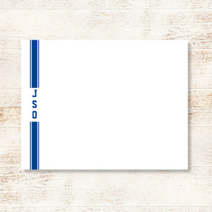 Sporty Vertical Stripes Monogram Blue White Men's Card