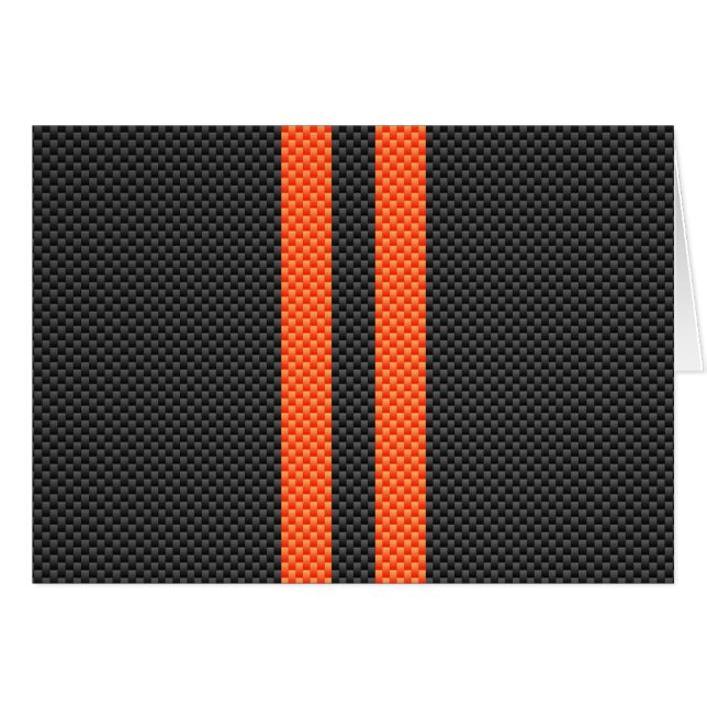 Sporty Vibrant Orange Stripes Carbon Fibre Style (Front Horizontal)