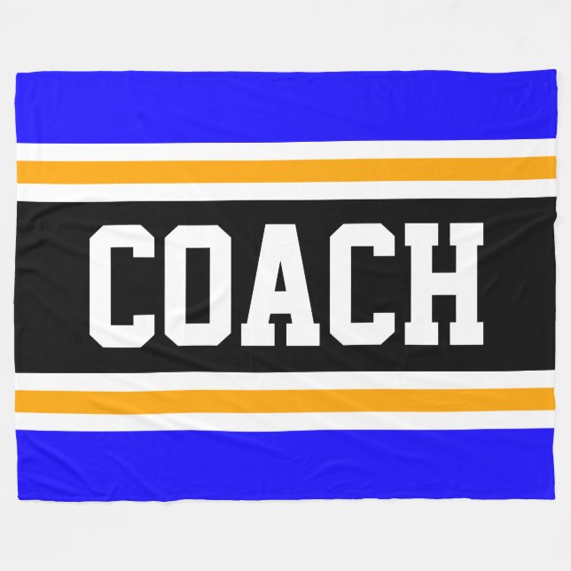 Sporty Wide Athletic Black COACH Racing Stripes Fleece Blanket (Front (Horizontal))