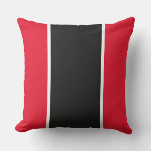 Sporty Wide Black White Stripes Bright Red Edges Cushion
