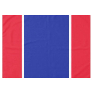 Sporty Wide Bright Royal Blue Red White Stripes Tablecloth