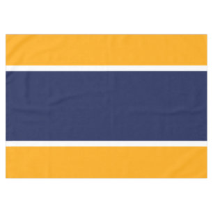 Sporty Wide Navy Blue Bright Yellow White Stripes Tablecloth