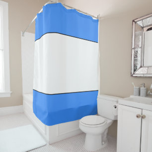 Sporty Wide White Nautical Blue Summer Stripes Shower Curtain