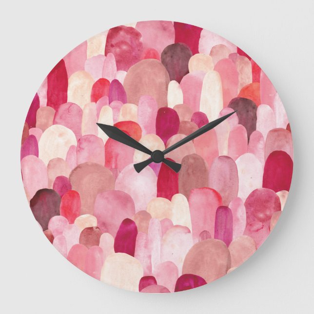 Spot Medley: Pink-Red Textile Dream. Large Clock (Front)