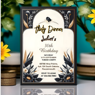Spot Mens Male adult dinner elegant 30th birthday Invitation