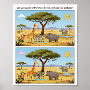 Spot the Difference Fun Poster for Kids – Brain Te