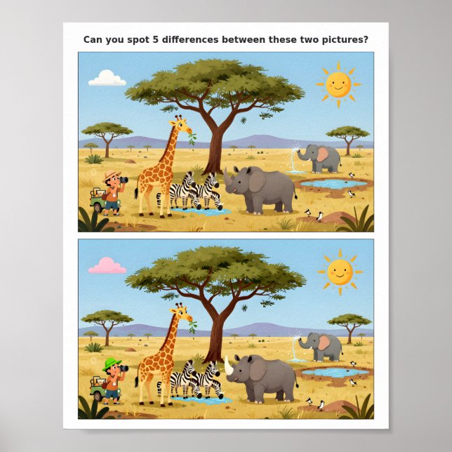 Spot the Difference Fun Poster for Kids – Brain Te (Front)