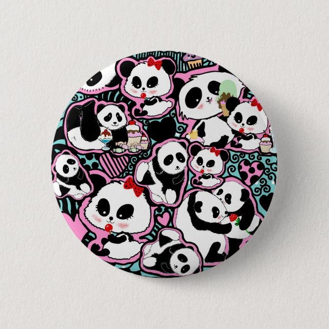 Spot The Panda! Panda Doodles 6 Cm Round Badge (Front)
