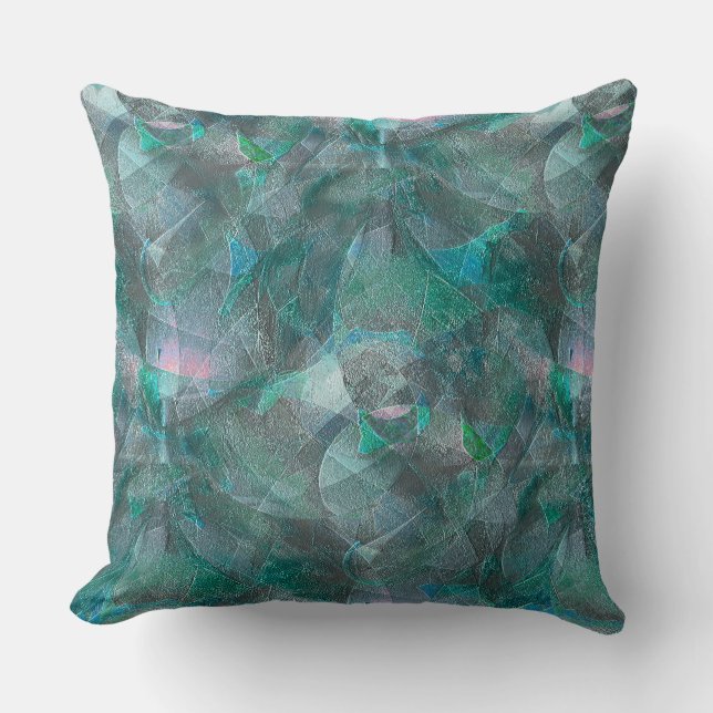 Spoted greenish cyan over unfinished wall plaster cushion (Front)
