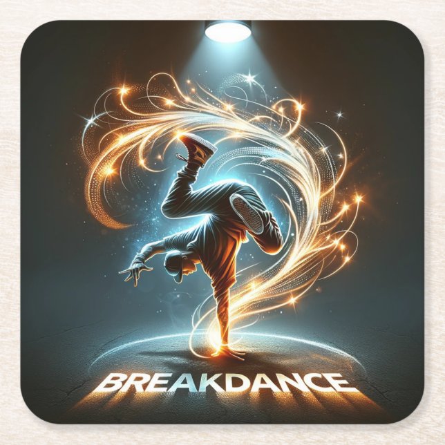 "Spotlight Groove" - ​​dancing in the spotlight! Square Paper Coaster (Front)