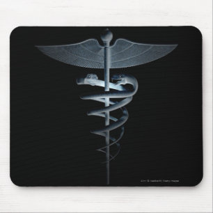 Spotlight on a medical caduceus mouse pad