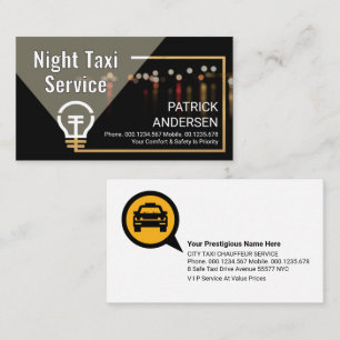 Spotlight On Night Taxi Service Business Card