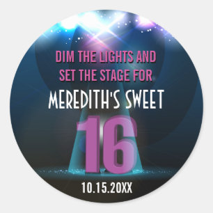 Spotlight Star Purple Sweet 16 Classic Round Sticker