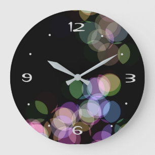 Spots and Dots on Black>  Cloc Large Clock