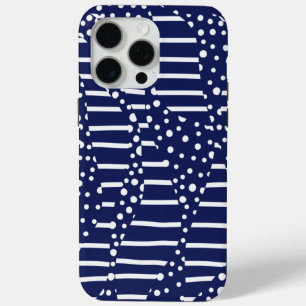 Spots and Stripes 2 - Blue and White iPhone 15 Pro Max Case
