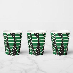 Spots and Stripes 2 - Green, Cream and Black Paper Cups