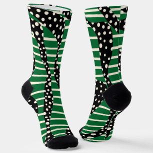 Spots and Stripes 2 - Green, Cream and Black Socks